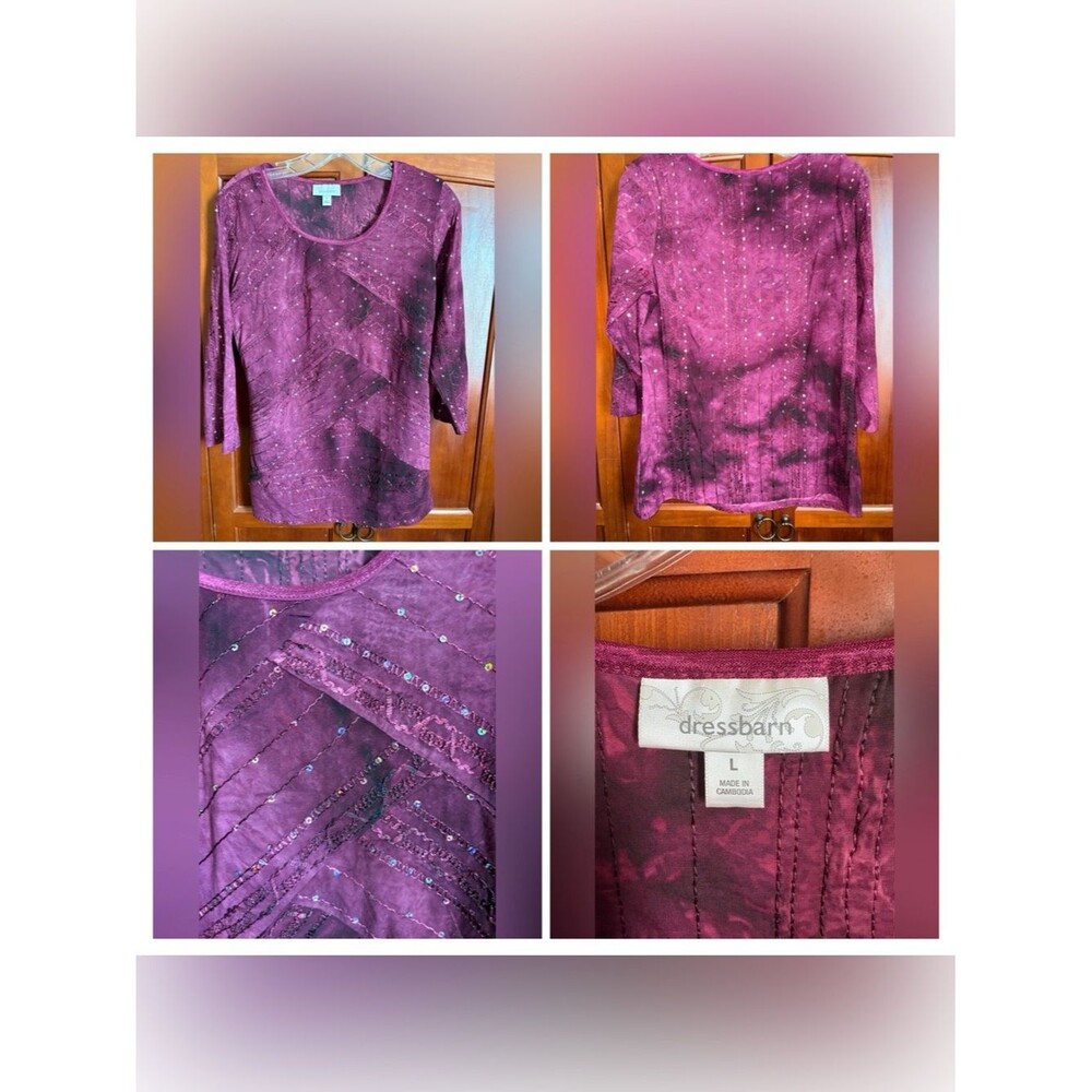 Dressbarn Maroon Blouse with Sparkling Details #1268